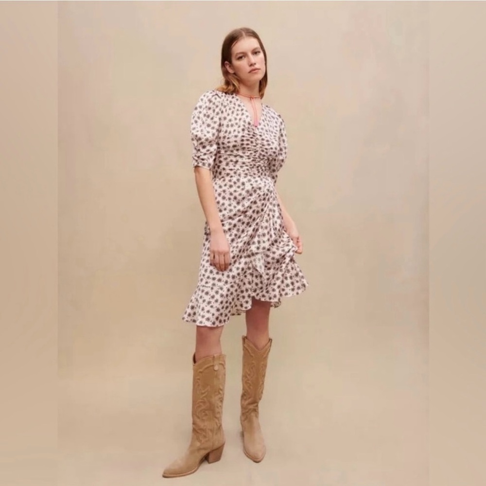 Maje Palm Tree Print Satin Dress